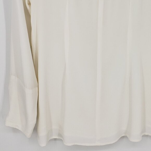 Rungolee Embellished Floral Applique Silk Blouse Top S Womens Long Sleeve‎ Cream - Picture 7 of 10